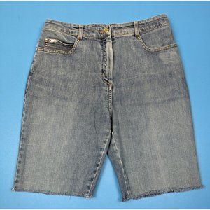 ST JOHN Sport MARIE GRAY Frayed Cut Off  Jean Shorts Denim Blue Size 6